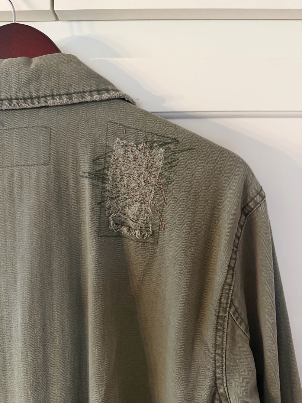 Free People Forever Free Military Tiered Jacket in Khaki with Olive Green Wash - Picture 5 of 7